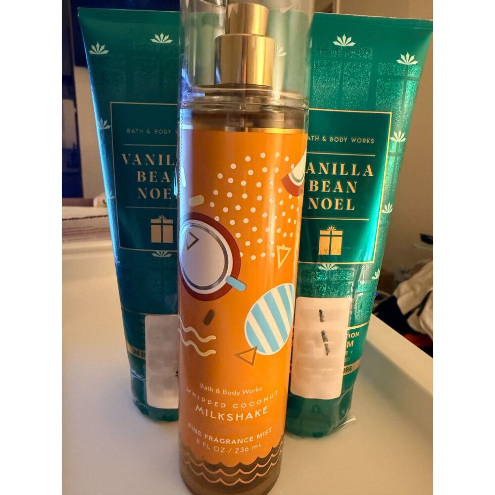 NEW Bath & Body Works Vanilla Bean Noel & Whipped Coconut Milkshake Lot